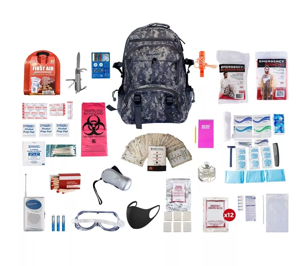 1 Person Deluxe Survival Kit (72+ Hours) SKXK||CAMO Backpack