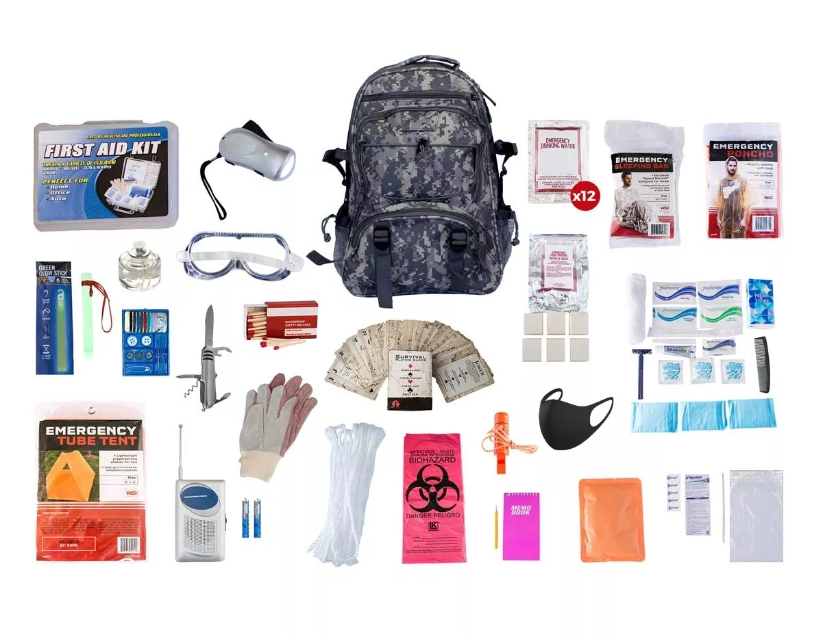 1 Person Elite Survival Kit (72+ Hours) SKTK||CAMO Backpack