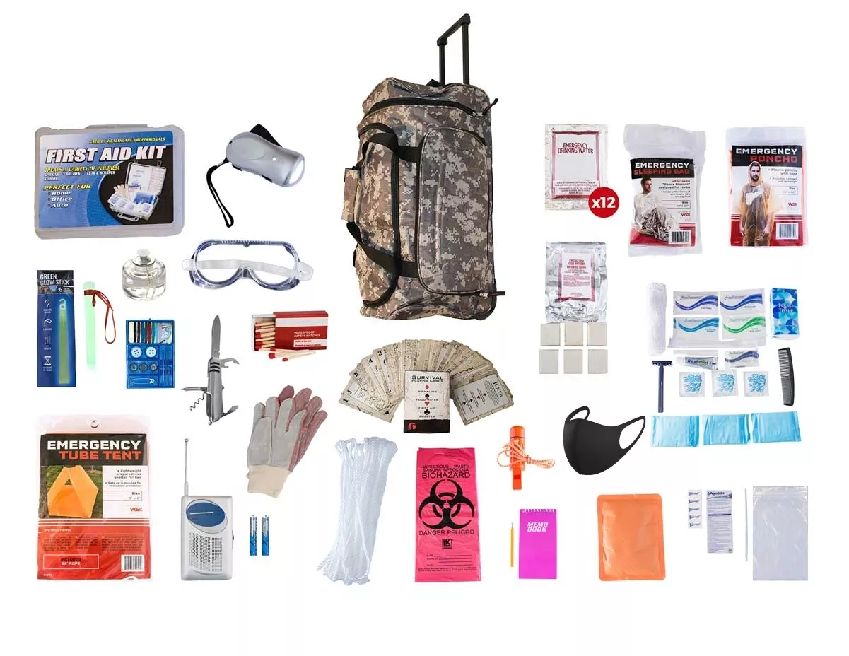 1 Person Elite Survival Kit (72+ Hours) SKTK||CAMO Wheel Bag