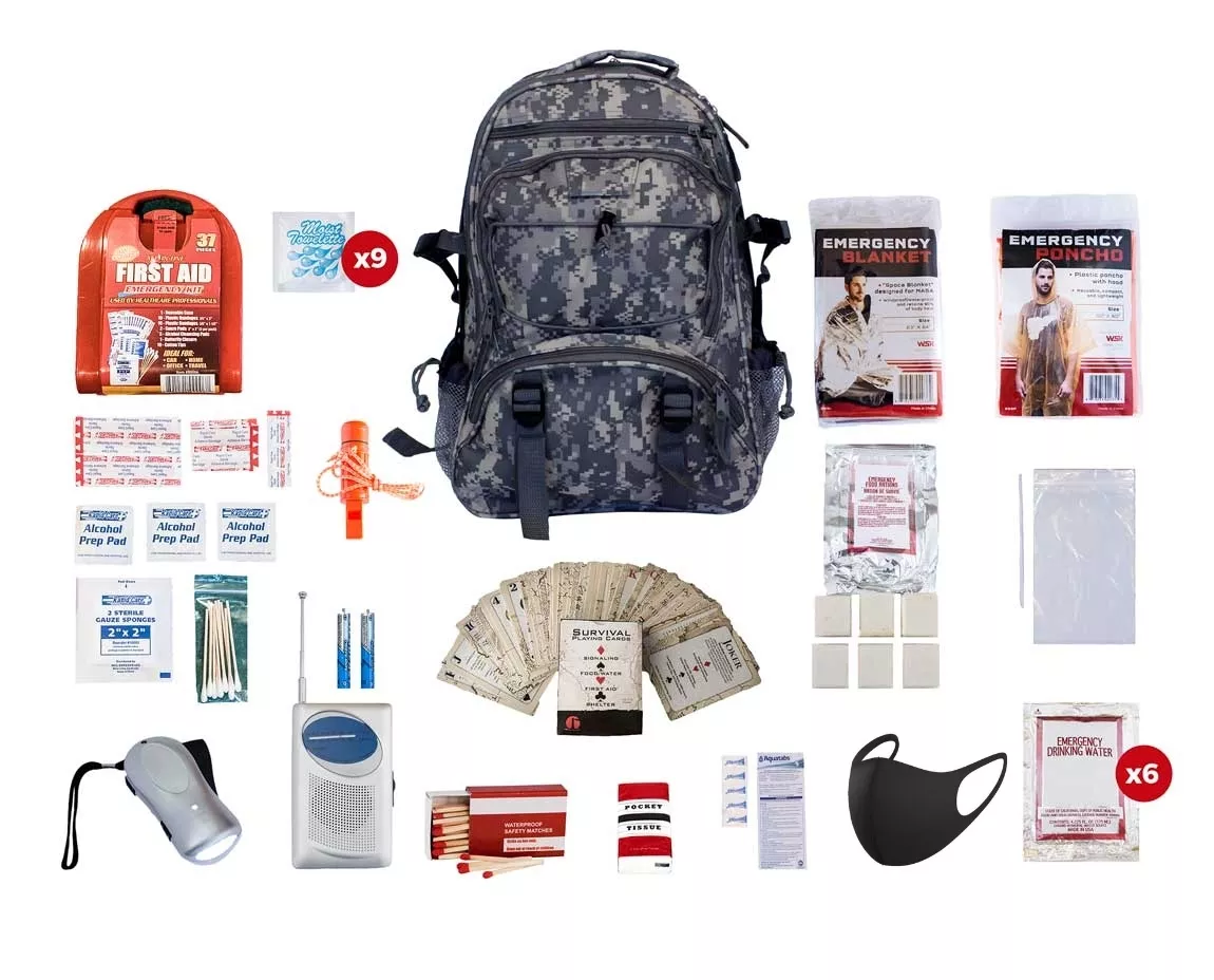 1 Person Survival Kit (72+ Hours) SKGK||CAMO Backpack