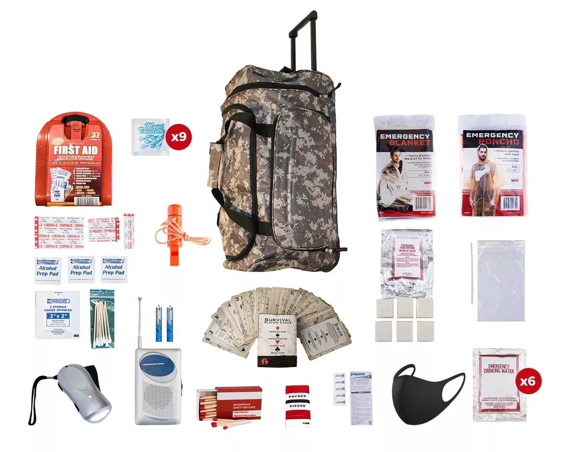 1 Person Survival Kit (72+ Hours) SKGK||CAMO Wheel Bag