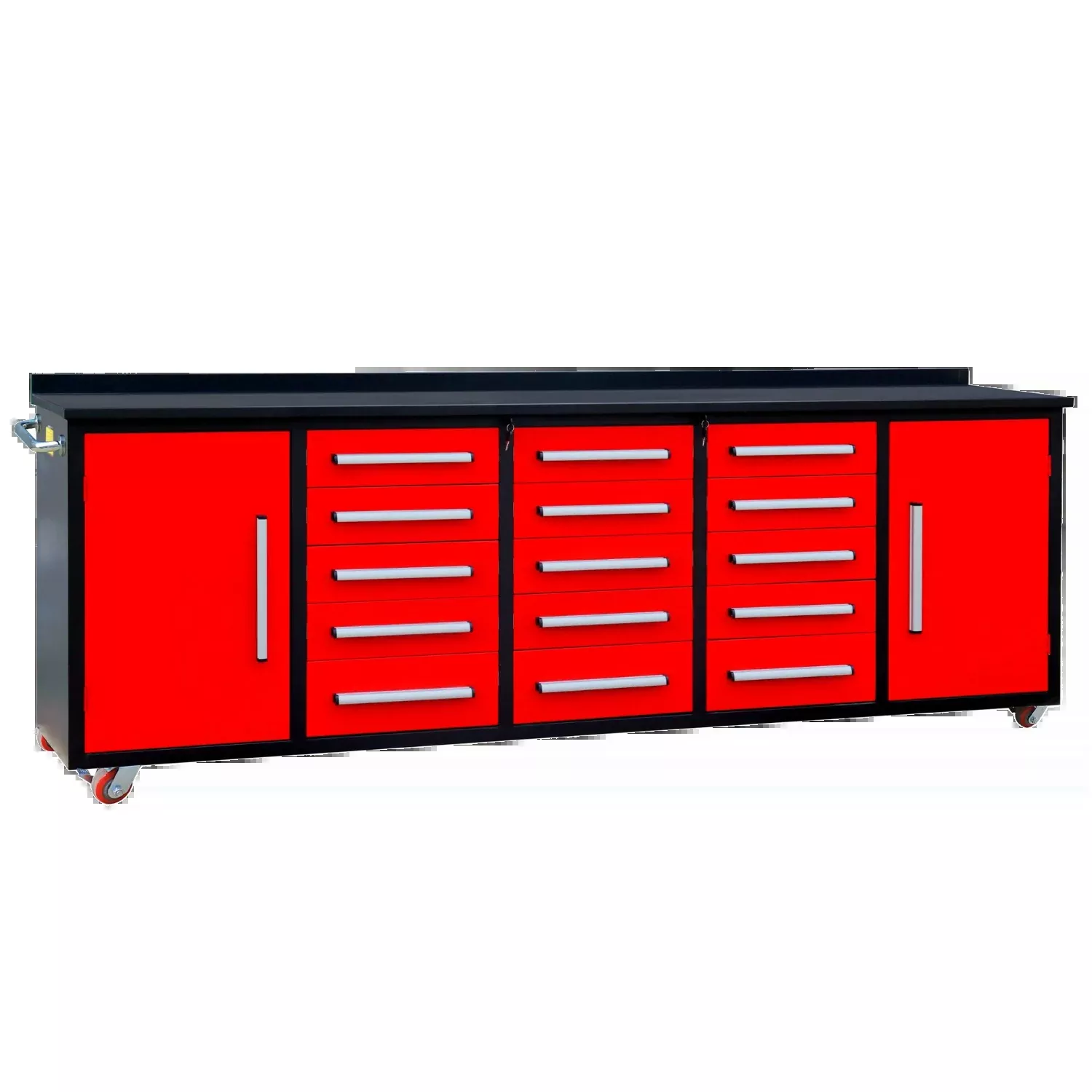 10ft 15-Drawer Storage Workbench with Wheels