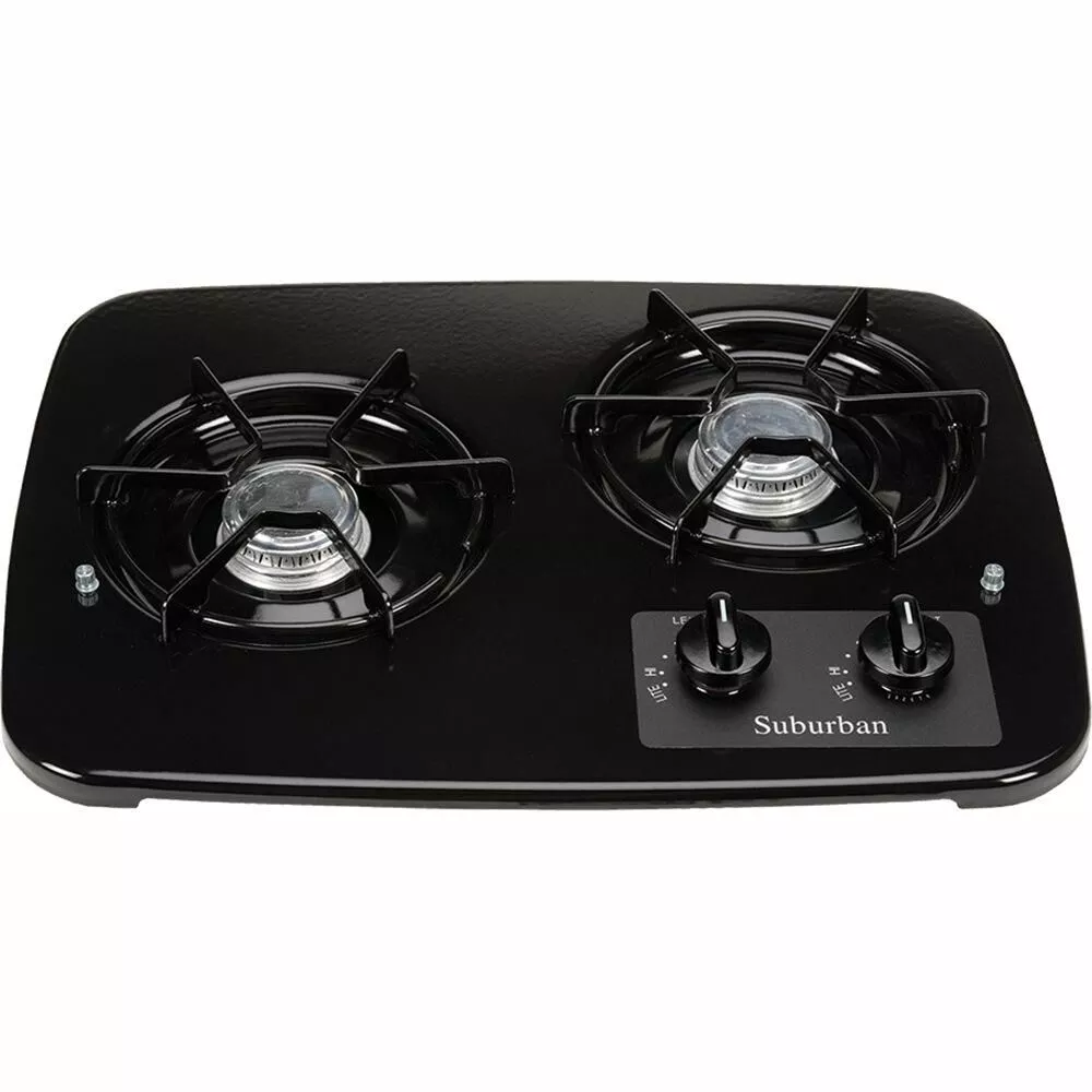 2 Burner Drop-In Cooktop, Black top