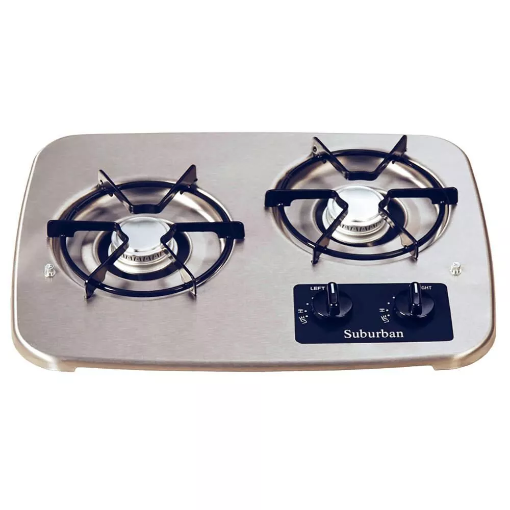 2 Burner Drop-In Cooktop, Stainless top