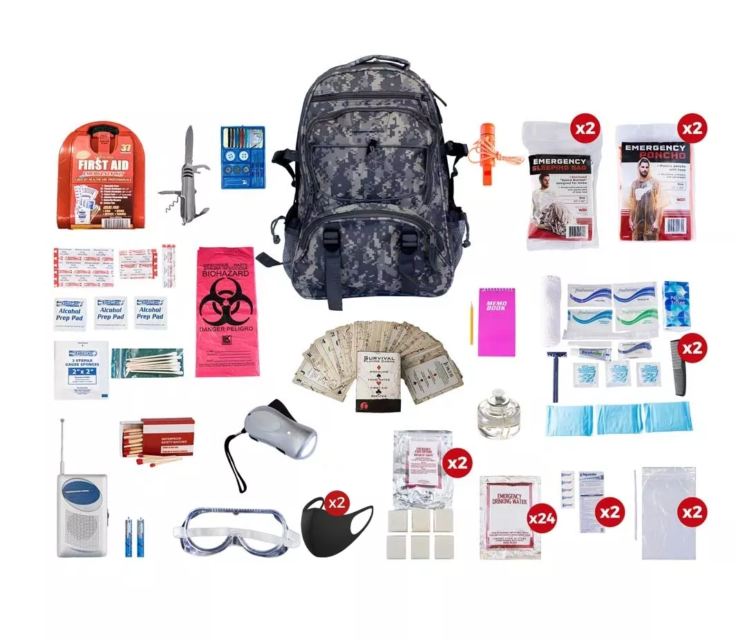 2 Person Deluxe Survival Kit (72+ Hours) SKX2||CAMO Backpack
