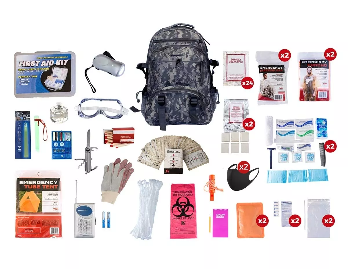 2 Person Elite Survival Kit (72+ Hours) SKT2||CAMO Backpack