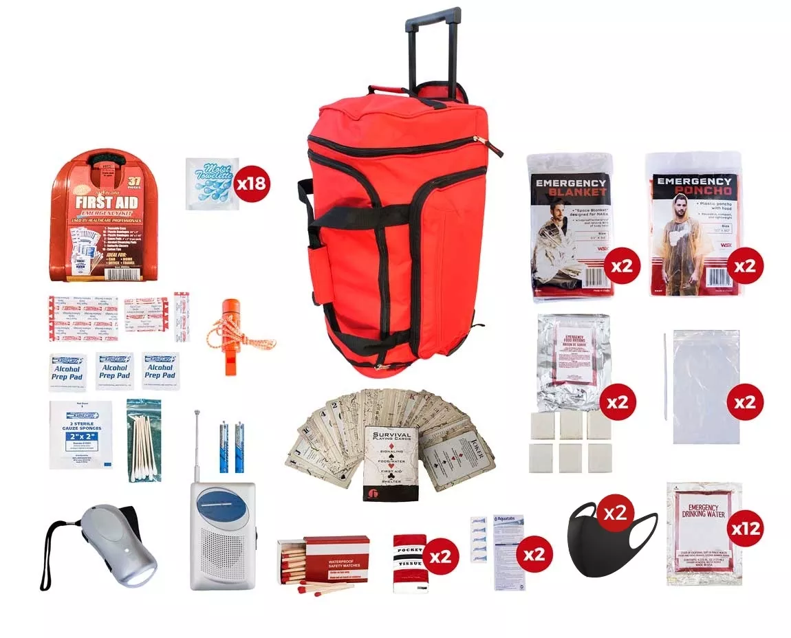2 Person Survival Kit (72+ Hours) SKG2||RED Wheel Bag