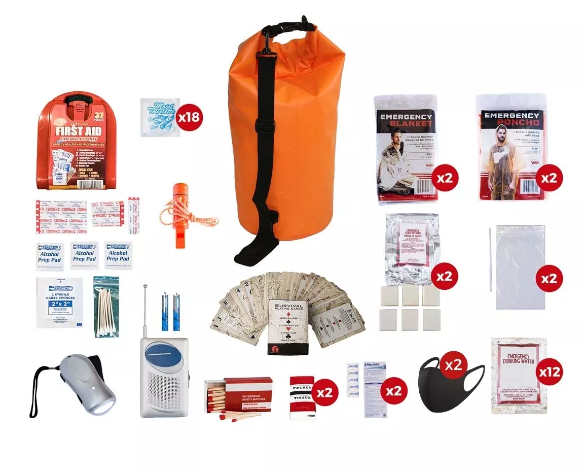 2 Person Survival Kit (72+ Hours) SKG2||Waterproof Dry Bag