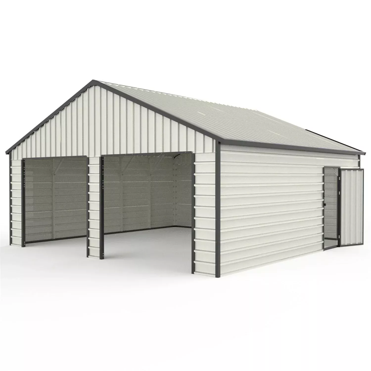 23' x 22' Double Garage Metal Shed with Side Entry Door