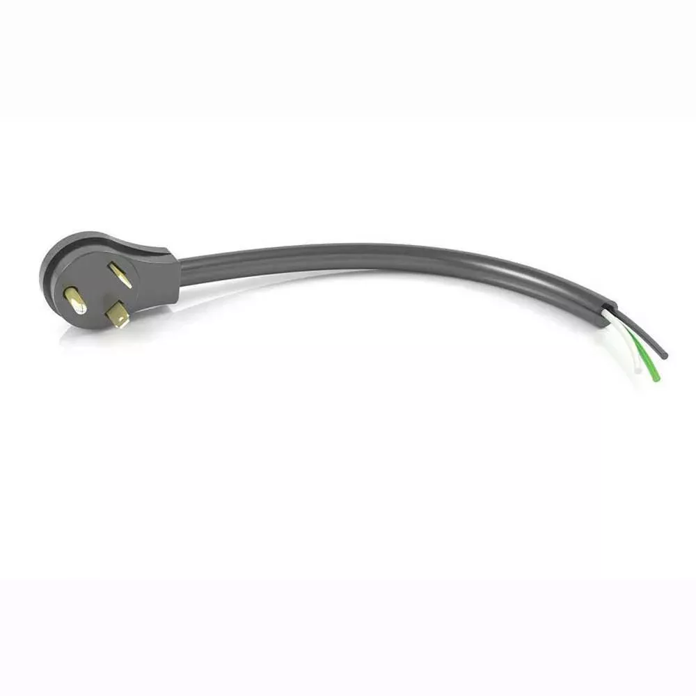 30 Amp Male with Stripped Ends, 12”L Round Cord