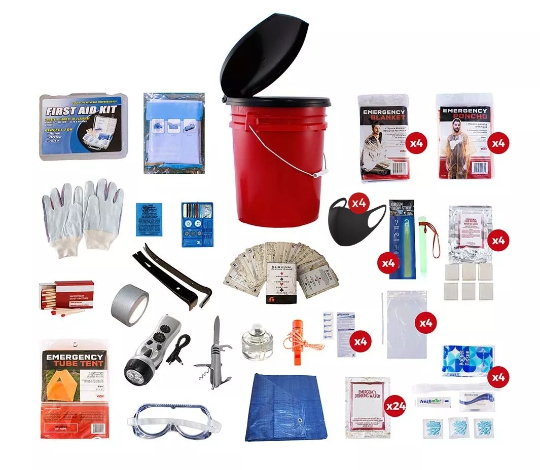 4 Person Elite Bucket Survival Kit (72+ Hours) OK4P