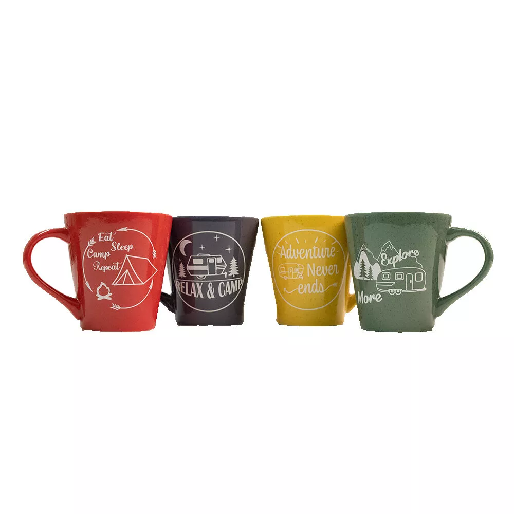 4-Piece Ceramic Stoneware Camping Mug Set