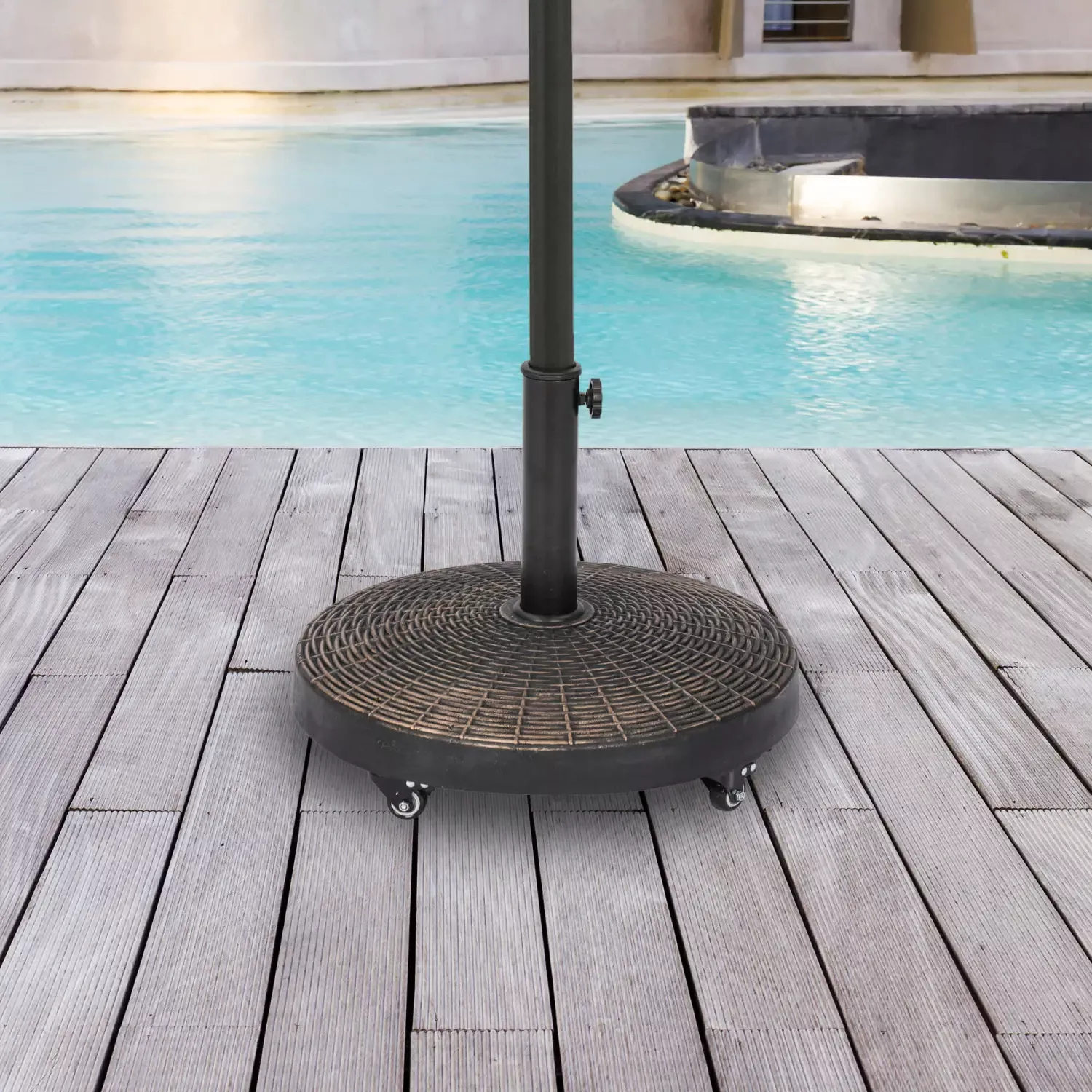 50 lb All-Weather Resin Umbrella Base on Wheels Bronze