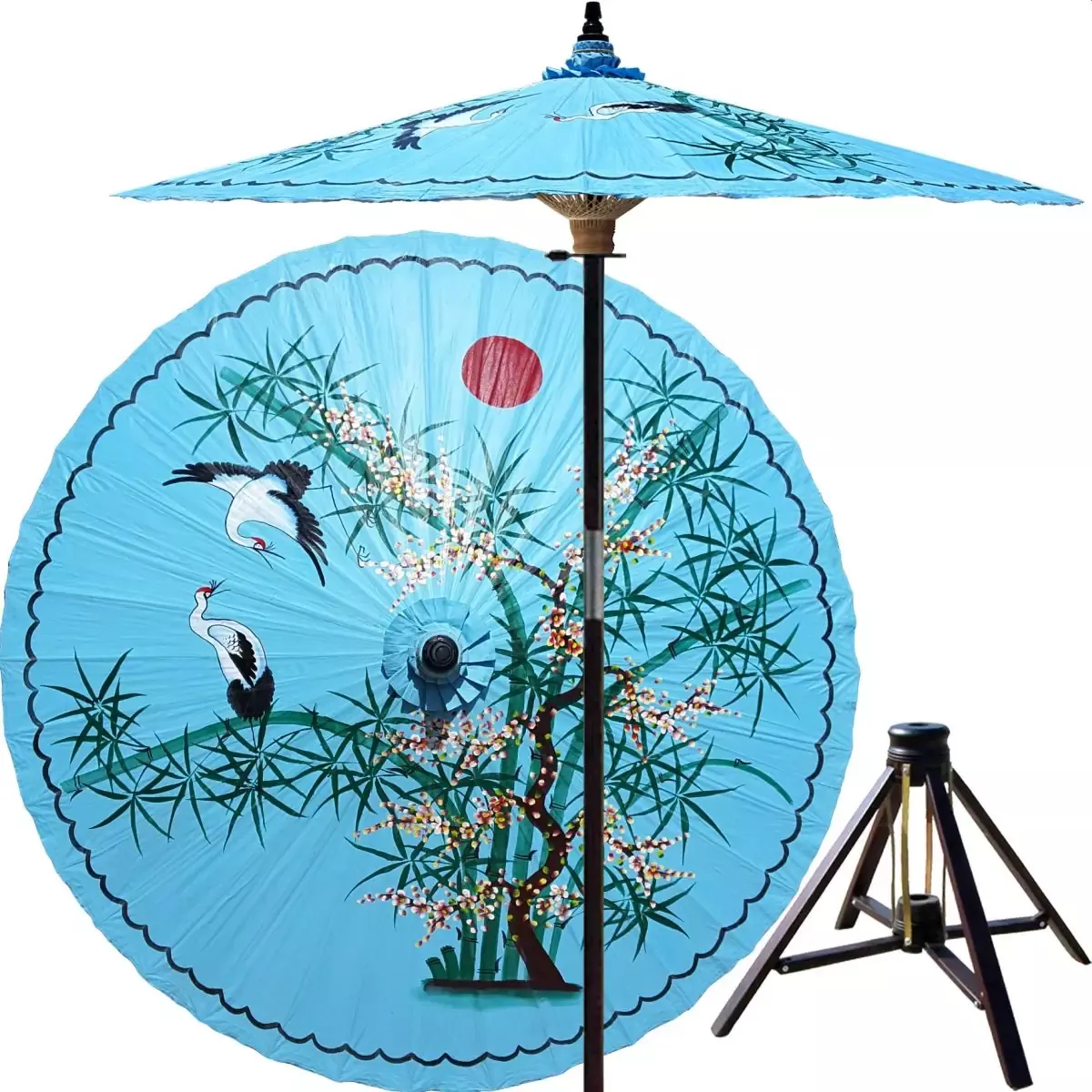 7ft Oriental Umbrella- Asian Splendor - Blue