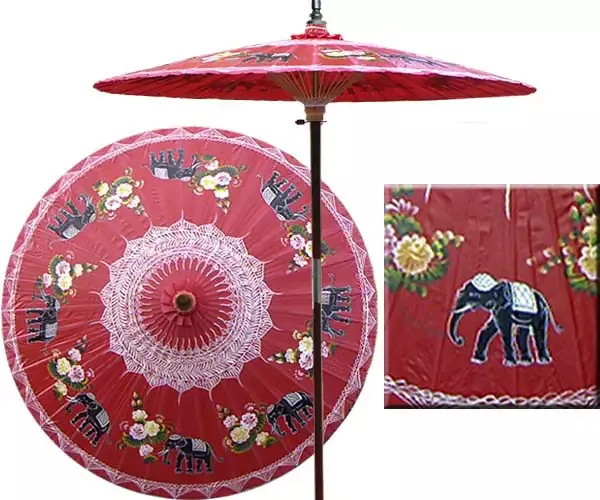 7ft Oriental Umbrella- Parading Elephants