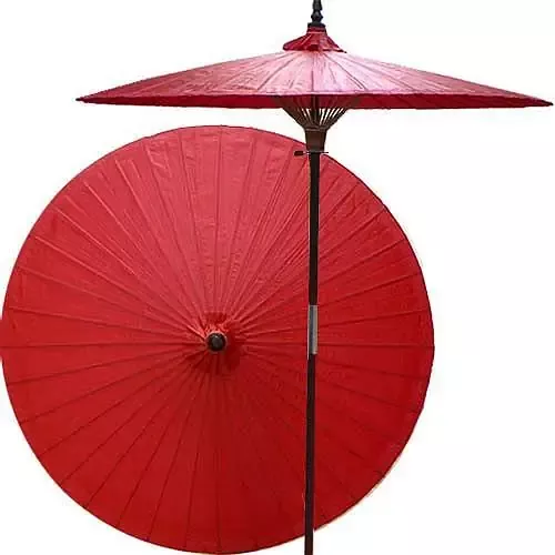 7ft Oriental Umbrella- Solid Red