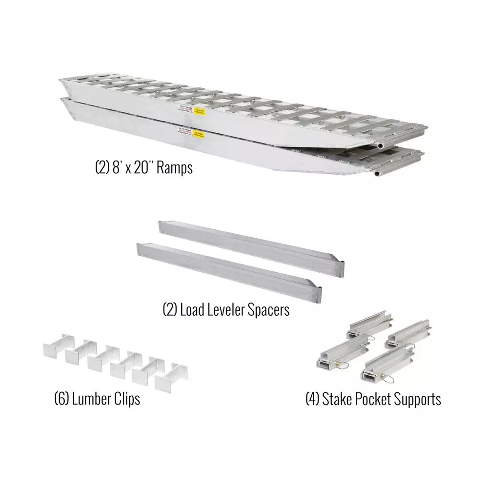 8′ L x 20″ W / 2 Ramp System for 26″ H Step Deck Trailers – 23,500 lb. Cap