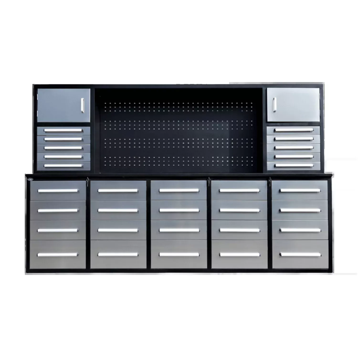 9.5ft Storage Workbench with 30 Drawers & 2 Cabinets