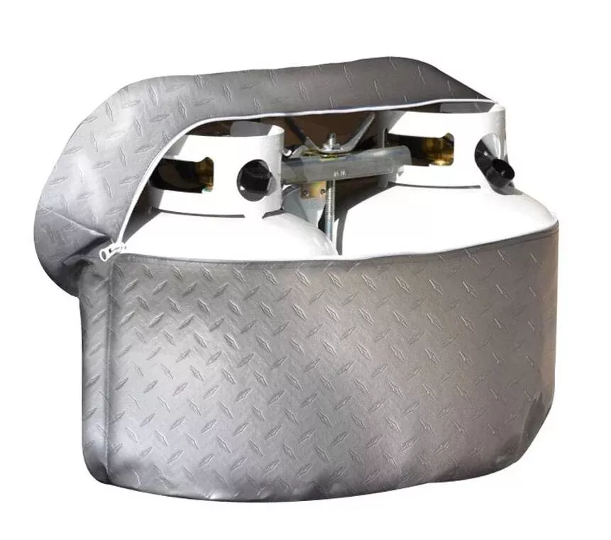 ADCO Diamond Plated Propane Tank Cover – Silver – Double 30 Lb• 2713
