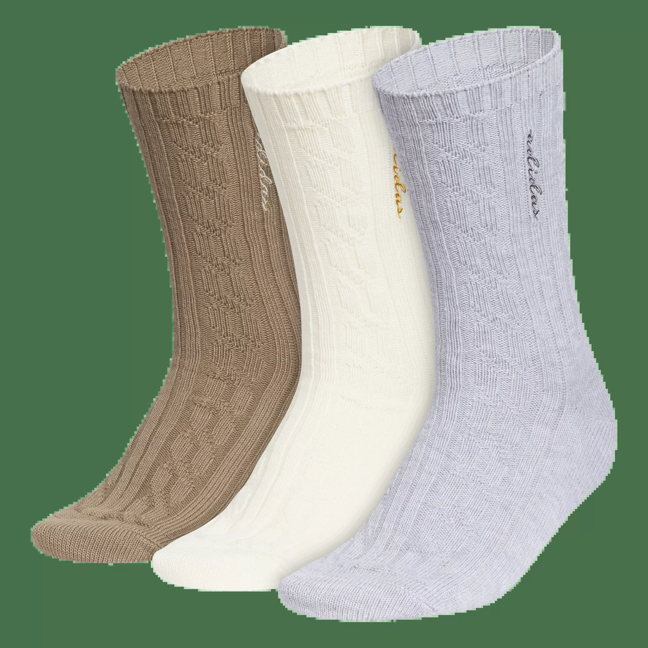 adidas Women's Athletic Cable Knit 3-Pack Crew