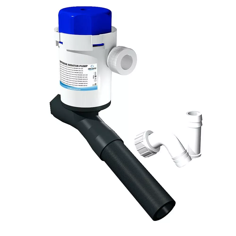 Albin Pump Cartridge Aerator Pump – 750 GPH – 12V – Angled