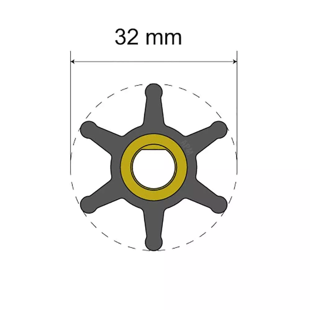 Albin Pump Premium Impeller Kit - 32 x 8 x 12mm - 6 Blade - 06-01-001