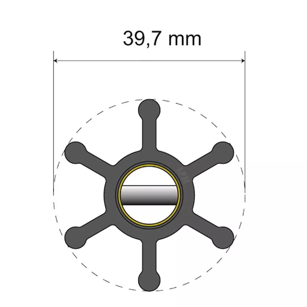 Albin Pump Premium Impeller Kit - 39.7 x 12 x 19.2mm - 6 Blade - 06-01-002