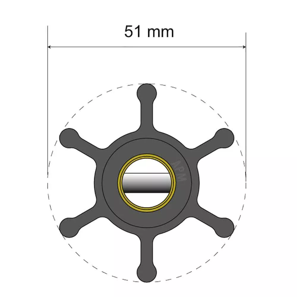 Albin Pump Premium Impeller Kit – 51 x 22 x 12.7mm – 6 Blade – Pin Insert – 06-01-006
