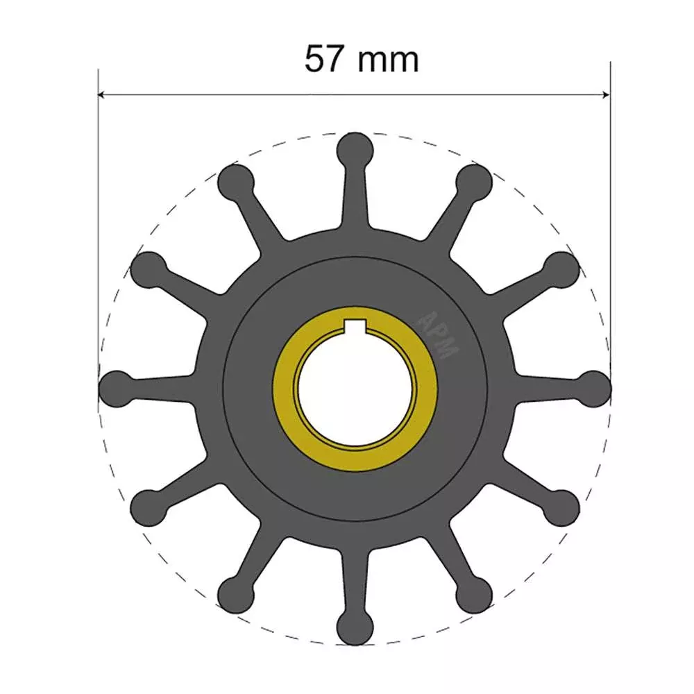 Albin Pump Premium Impeller Kit 57 x 12.7 x 20mm - 12 Blade - Key Insert - 06-01-013