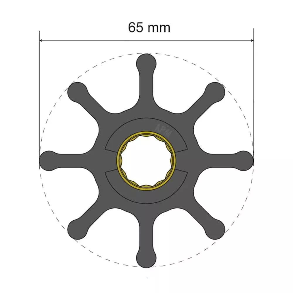 Albin Pump Premium Impeller Kit 65 x 16 x 50mm - 8 Blade - Spline Insert - 06-01-021