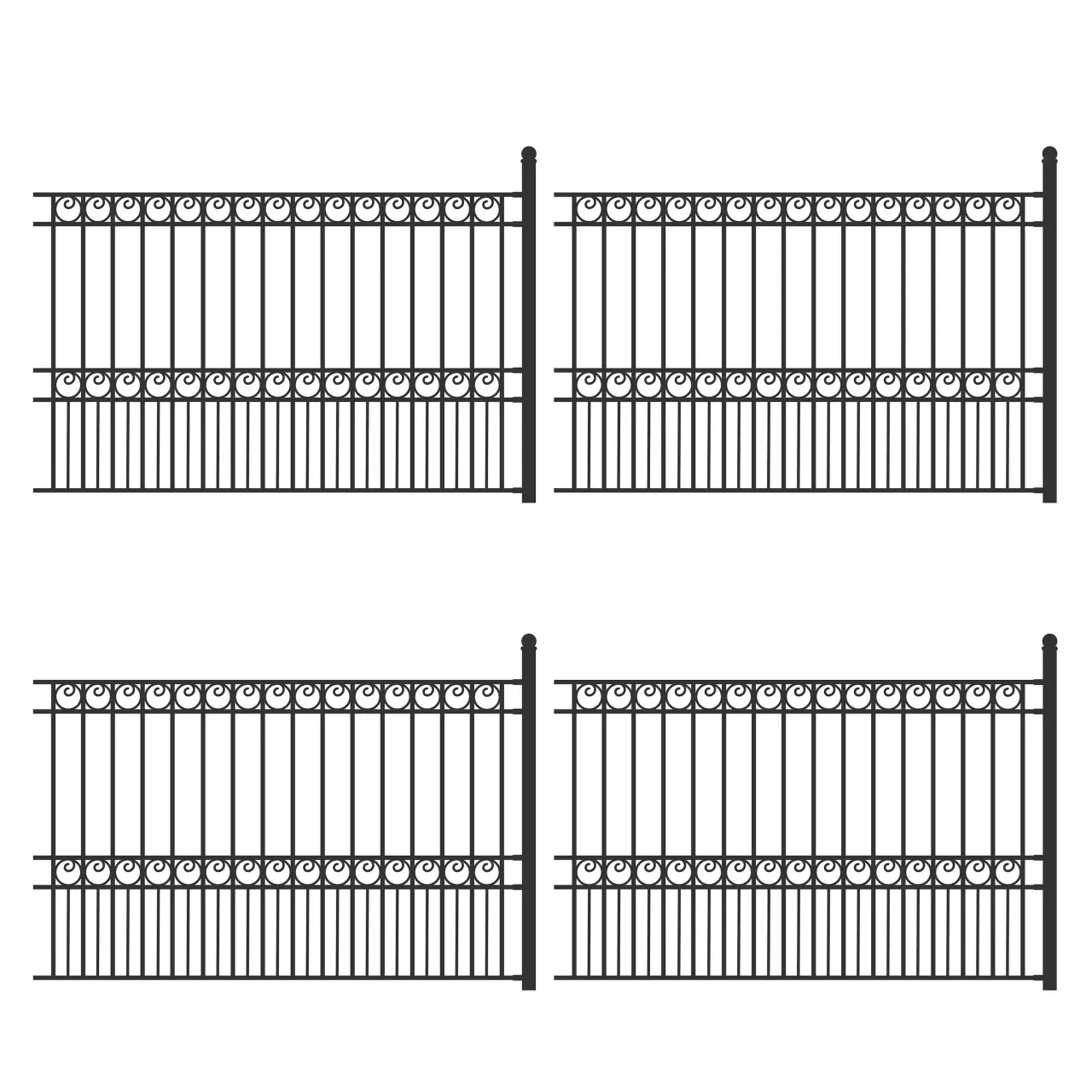 Aleko 4-Panel Steel Fence Kit – PARIS Style – 8×5 ft. Each