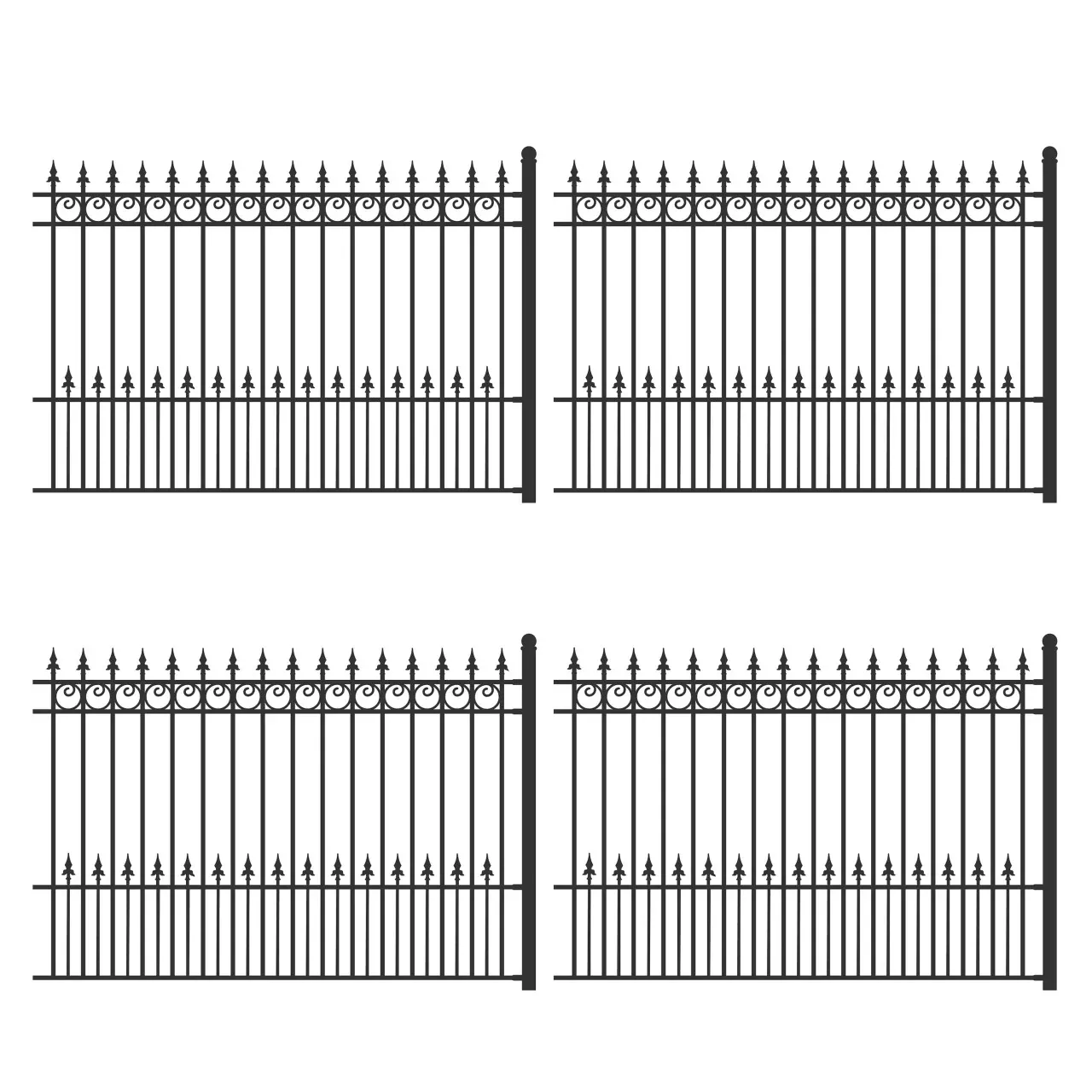 Aleko 4-Panel Steel Fence Kit – PRAGUE Style – 8×5 ft. Each