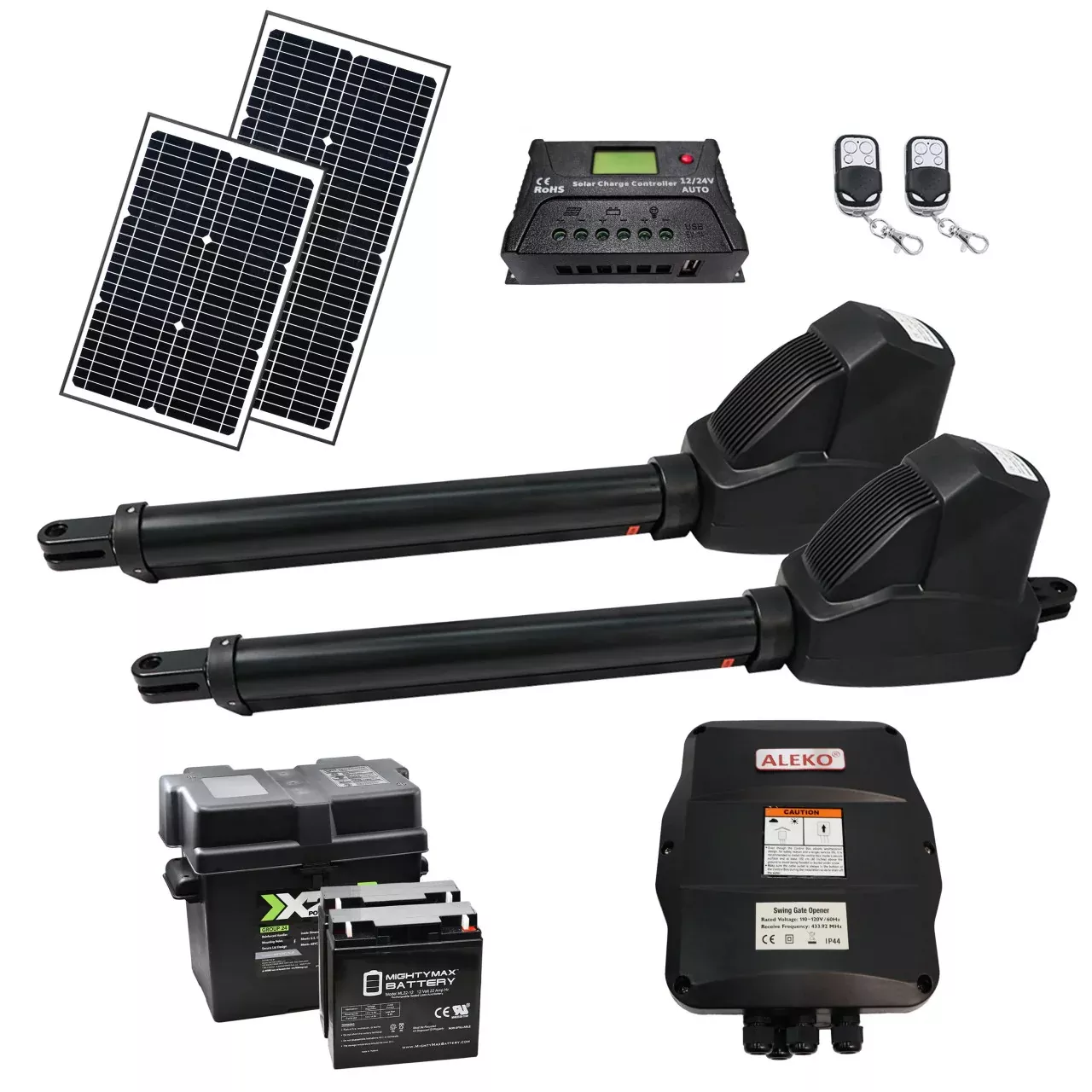 Aleko Dual Swing Gate Operator - AS1200 AC/DC - Solar Kit 50W