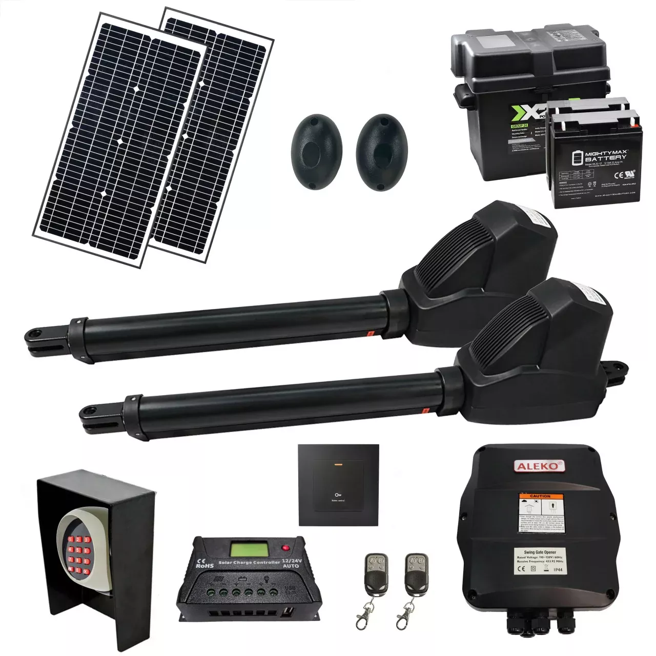 Aleko Dual Swing Gate Operator – AS1200 AC/DC – Solar Kit 60W
