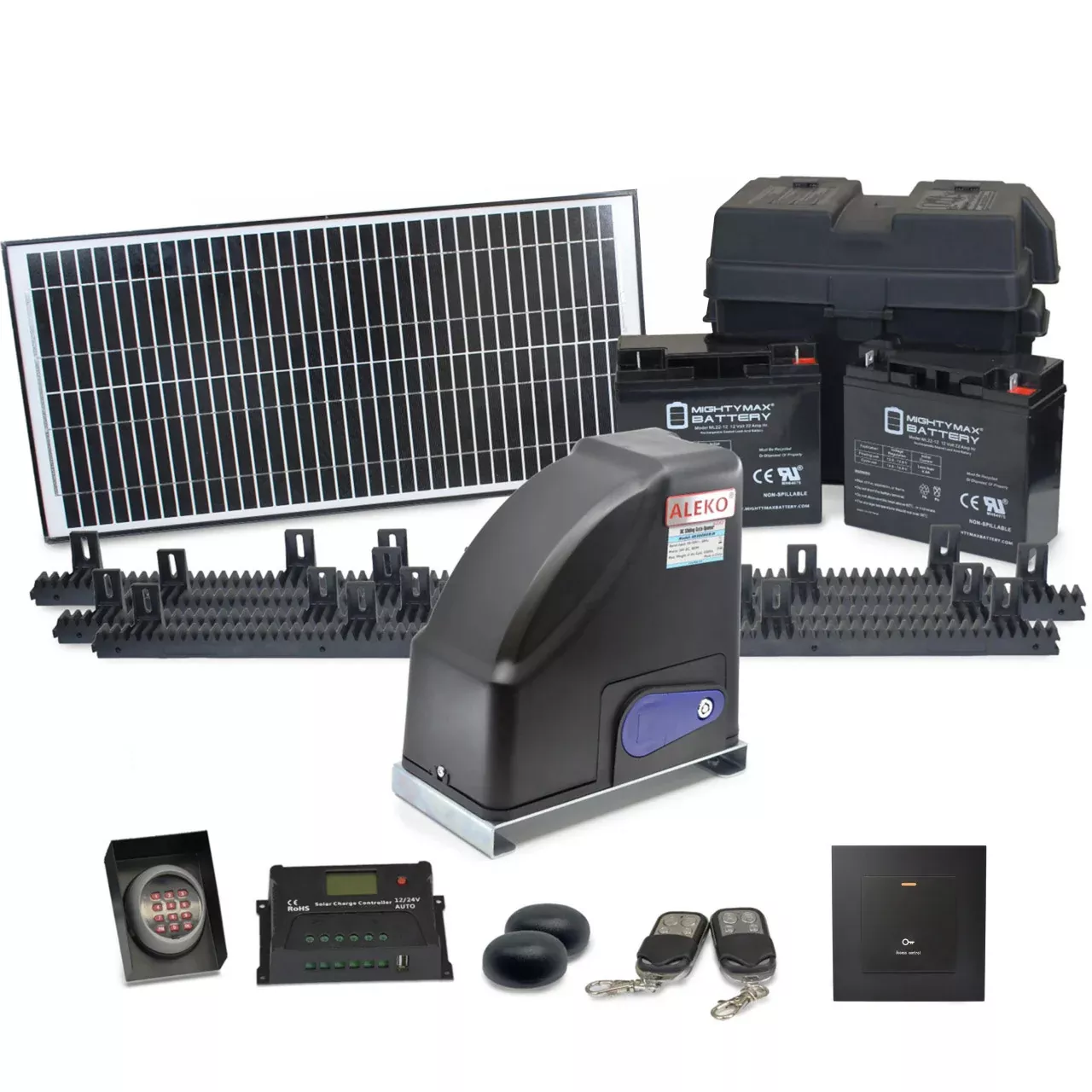 Aleko Gear-Driven Sliding Gate Opener – AR500 Solar Kit 30