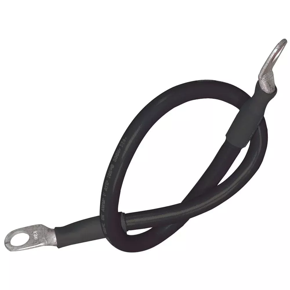 Ancor Battery Cable Assembly, 2 AWG (34mm²) Wire, 5/16″ (7.93mm) Stud, Black – 32″ (81.2cm)