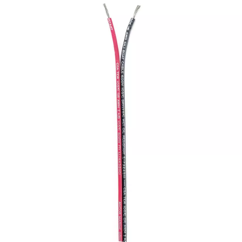 Ancor Ribbon Bonded Cable - 16/2 AWG - Red/Black - Flat - 100'