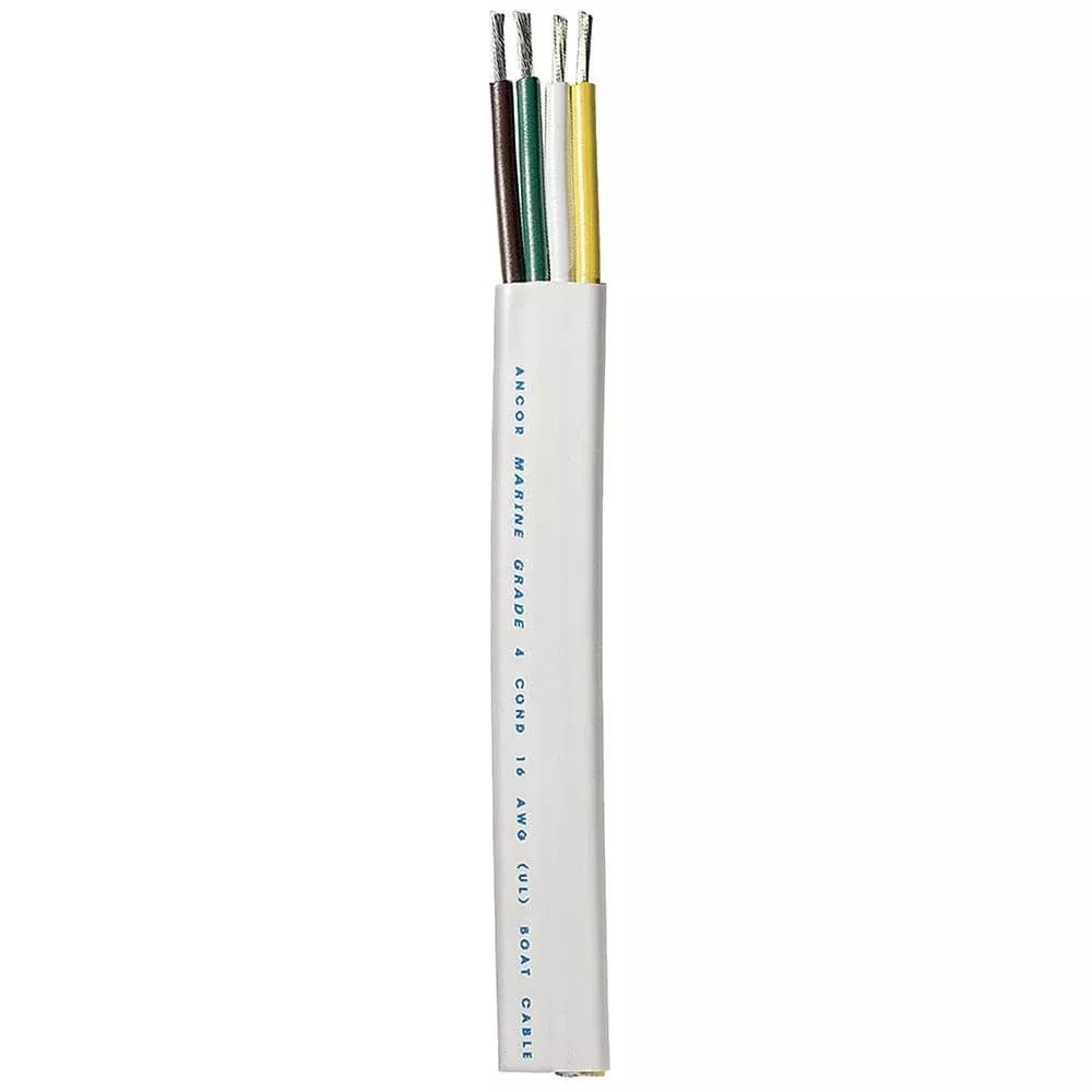 Ancor Trailer Cable - 16/4 AWG - Yellow/White/Green/Brown - Flat - 300'