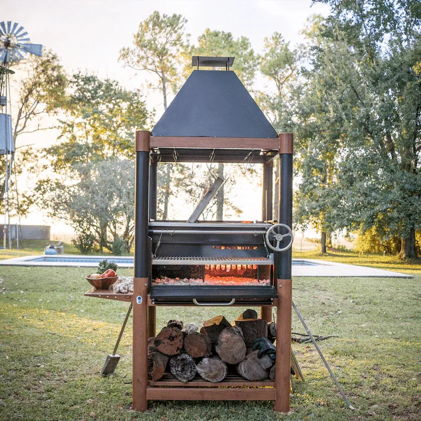 Argentine Charcoal Grill with Firebox Adjustable Grates Fire bricks and 6 Grilling Surfaces Tagwood BBQ02SI – PRE-ORDER