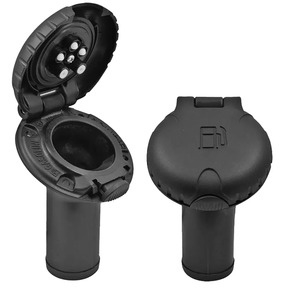 Attwood Deck Fill f/Carbon Canister System – Angled BodyScalloped Black Plastic Cap