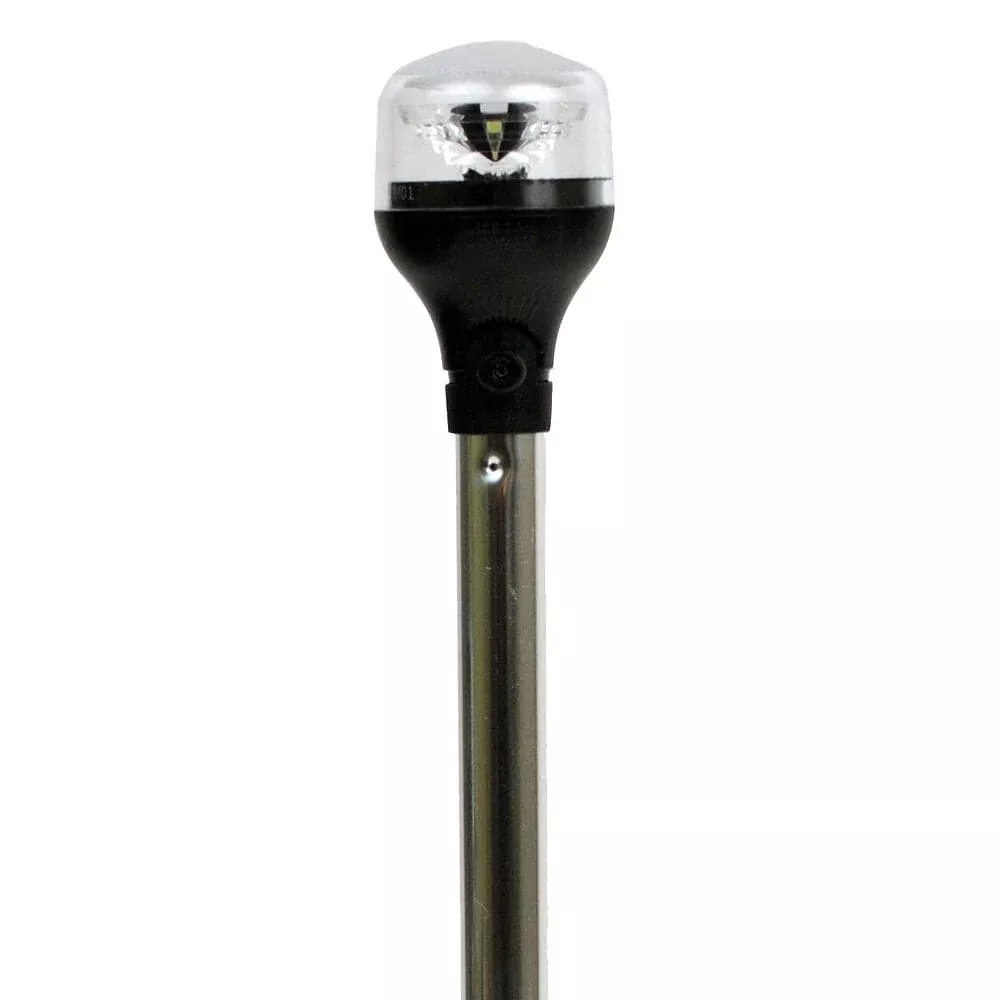 Attwood LightArmor All-Around Light - 12" Aluminum Pole - Black Vertical Composite Base w/Adapter