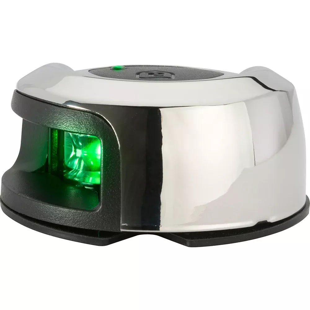 Attwood LightArmor Deck Mount Navigation Light – Stainless Steel – Starboard (green) – 2NM