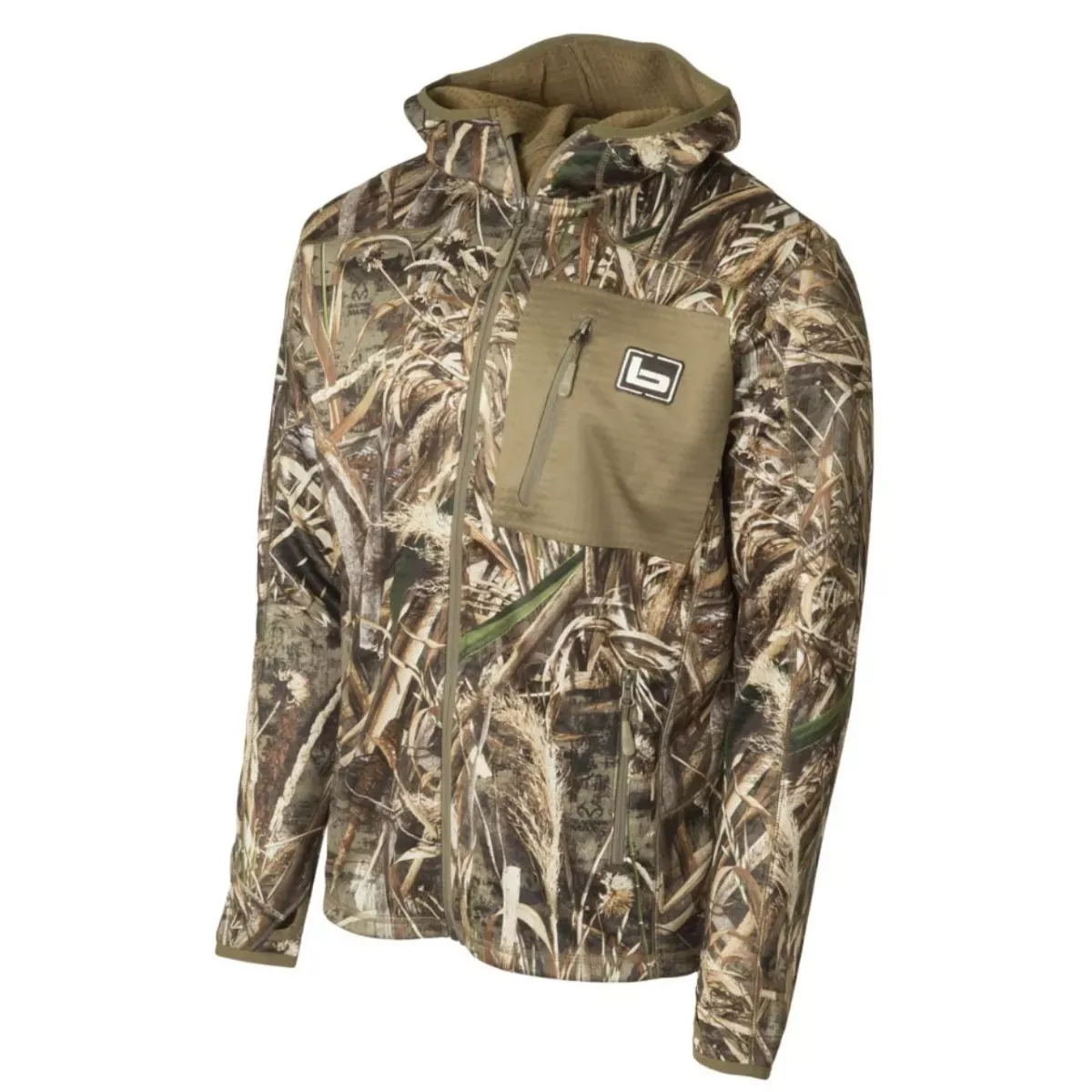 Banded Hooded Mid Layer Fleece Camo Pullover