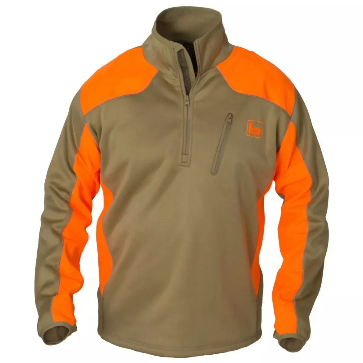 Banded Soft-Shell Upland 1/4-Zip Tan/Blaze Orange Pullover