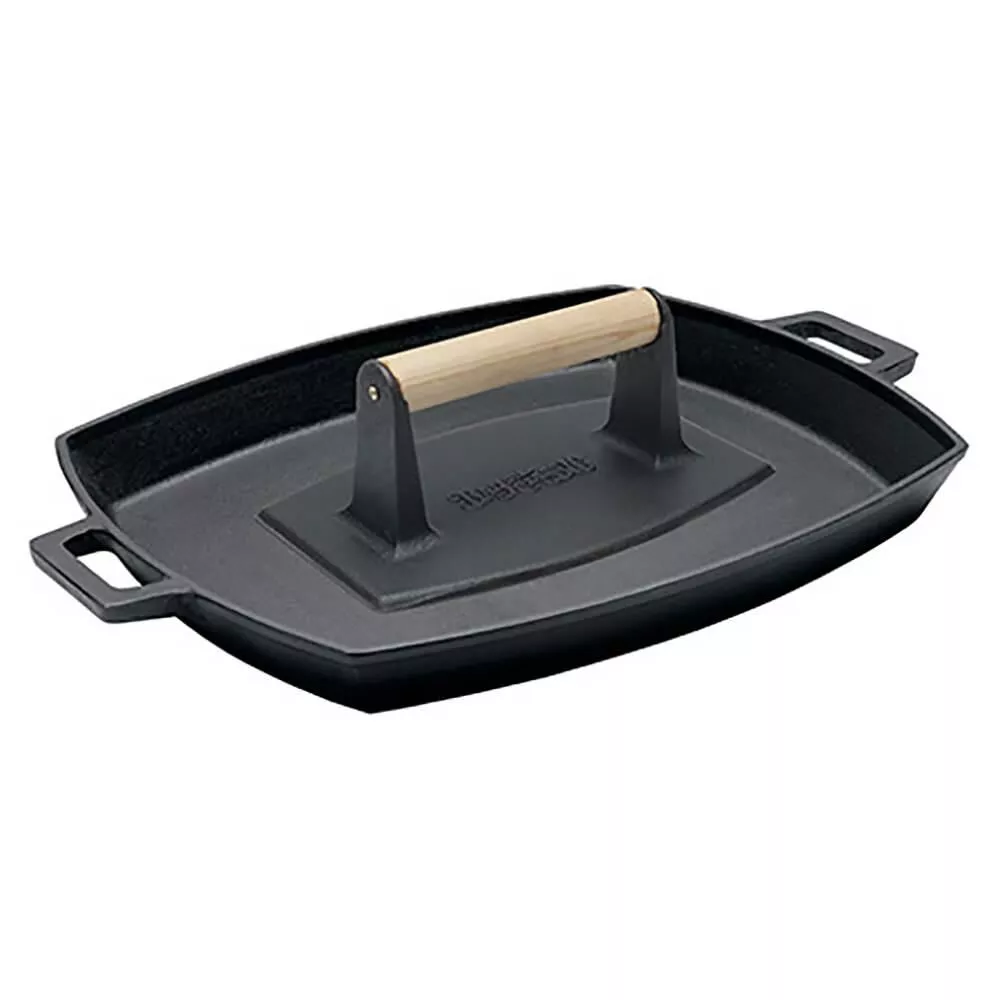 Bayou Classic Cast Iron Bacon Press and Pan Set