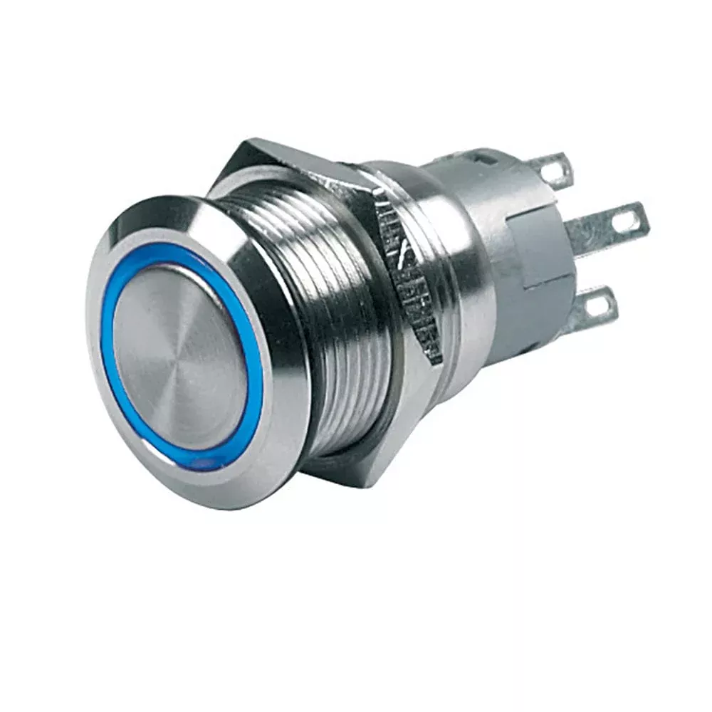 BEP Push-Button Switch 12V Momentary On/Off – Blue LED
