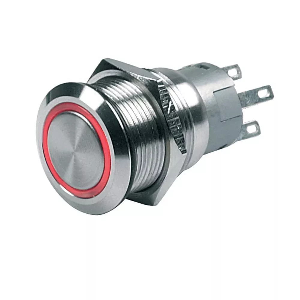 BEP Push-Button Switch 12V Momentary On/Off – Red LED