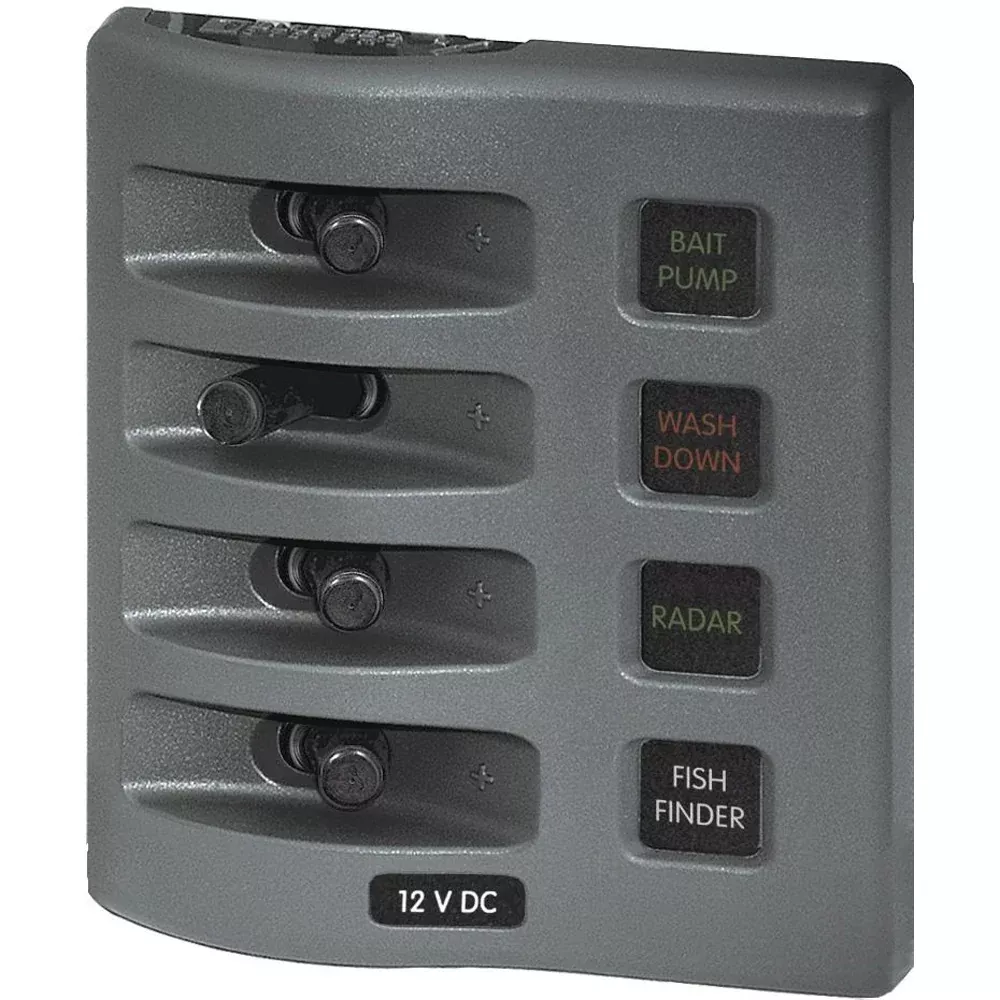 Blue Sea 4304 WeatherDeck Water Resistant Fuse Panel – 4 Position – Grey [4304]