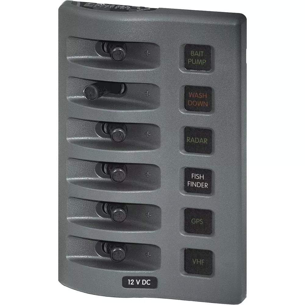 Blue Sea 4306 WeatherDeck Water Resistant Fuse Panel - 6 Position - Grey