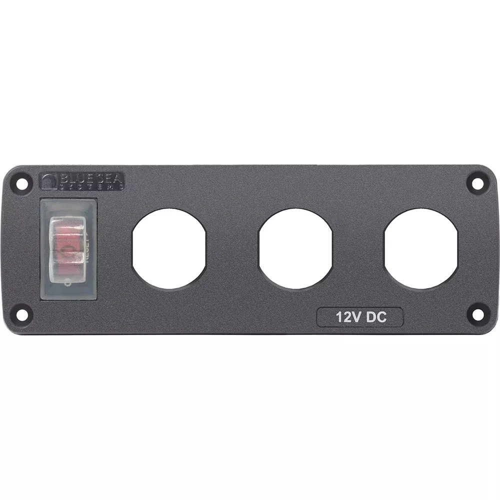 Blue Sea 4367 Water Resistant USB Accessory Panel – 15A Circuit Breaker, 3x Blank Apertures
